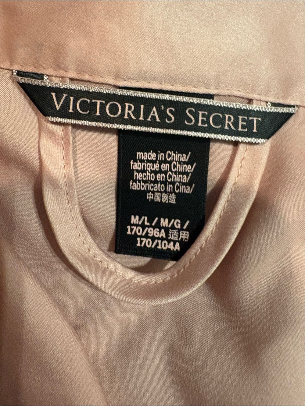 Victoria’s Secret Satin Lace Trim Robe - Blush Pink Sz M/L - Picture 6 of 7
